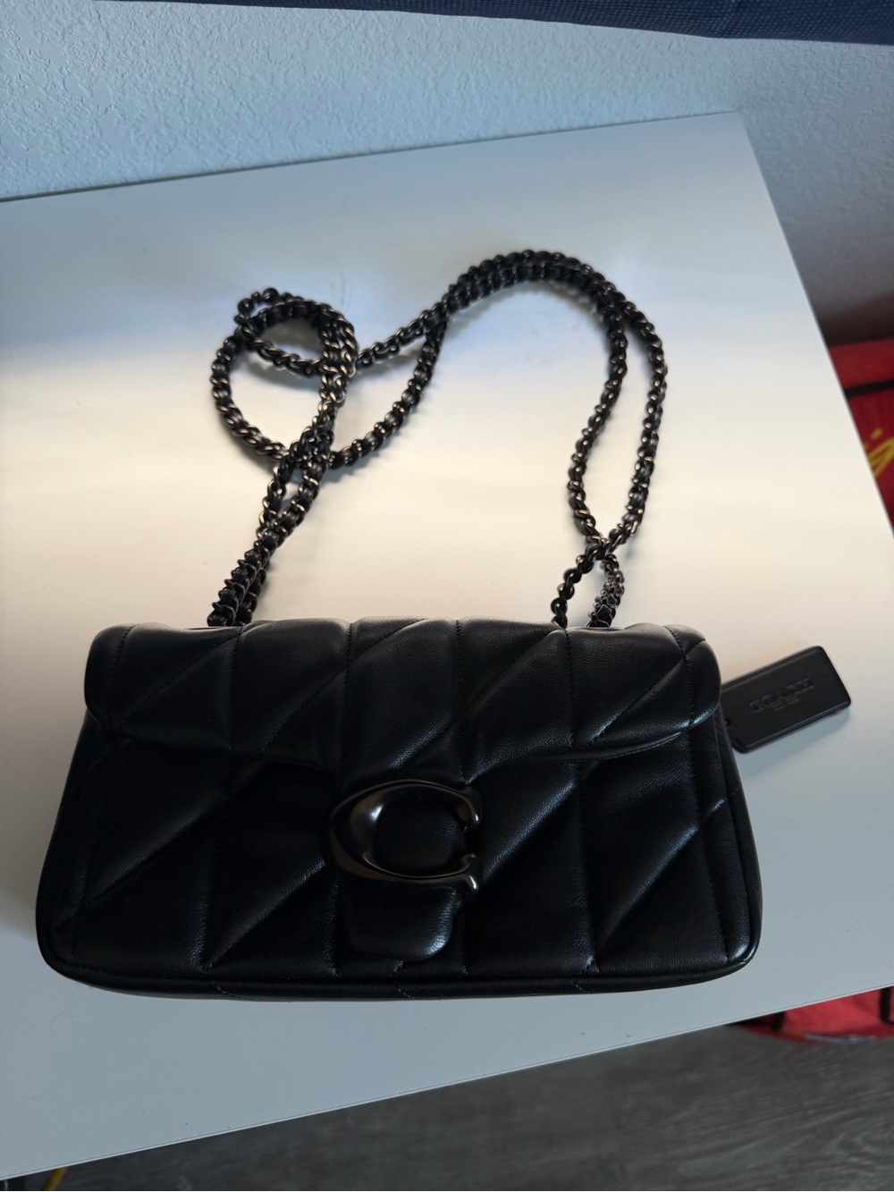 Coach Black Quilted Shoulder Bag with Chain Strap